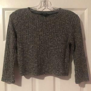 A Black & Gray Knit Crop Top Sweater